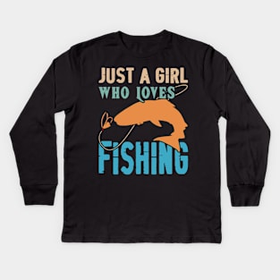 Just a girl who loves fishing Vintage Kids Long Sleeve T-Shirt